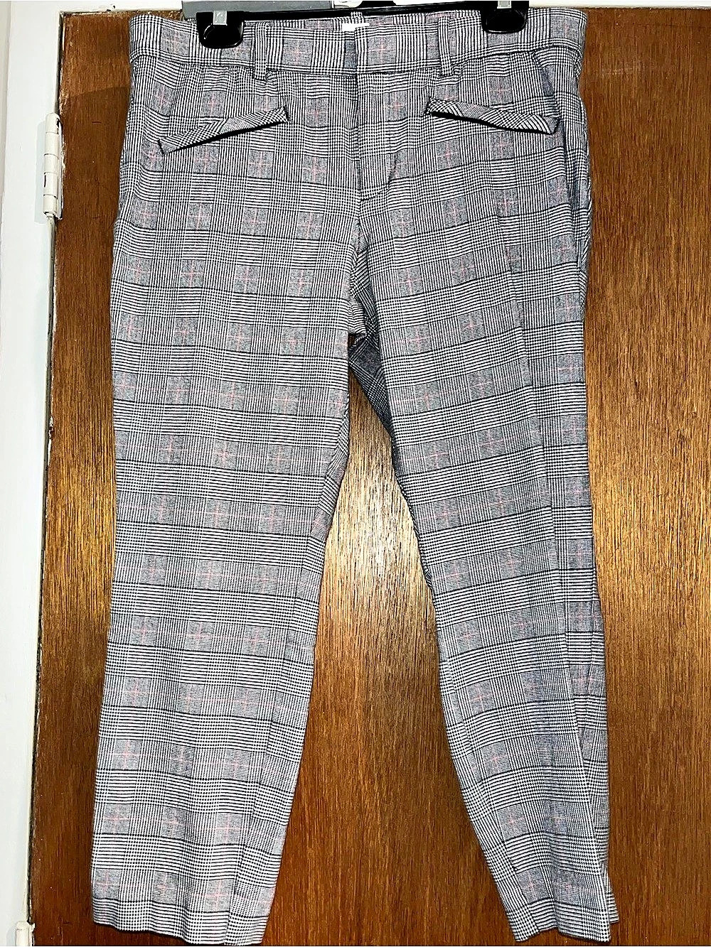 Gap Signature Skinny Ankle Glen Plaid Pants 🩶🖤♥️ Gray & Black with Red Accent